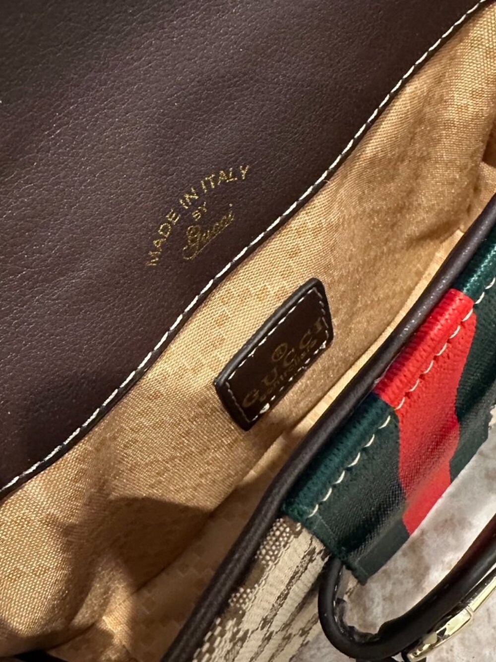 GUCCI Horsebit 1955 Canvas Saddle Bag Shoulder Bag - Picture 9 of 9